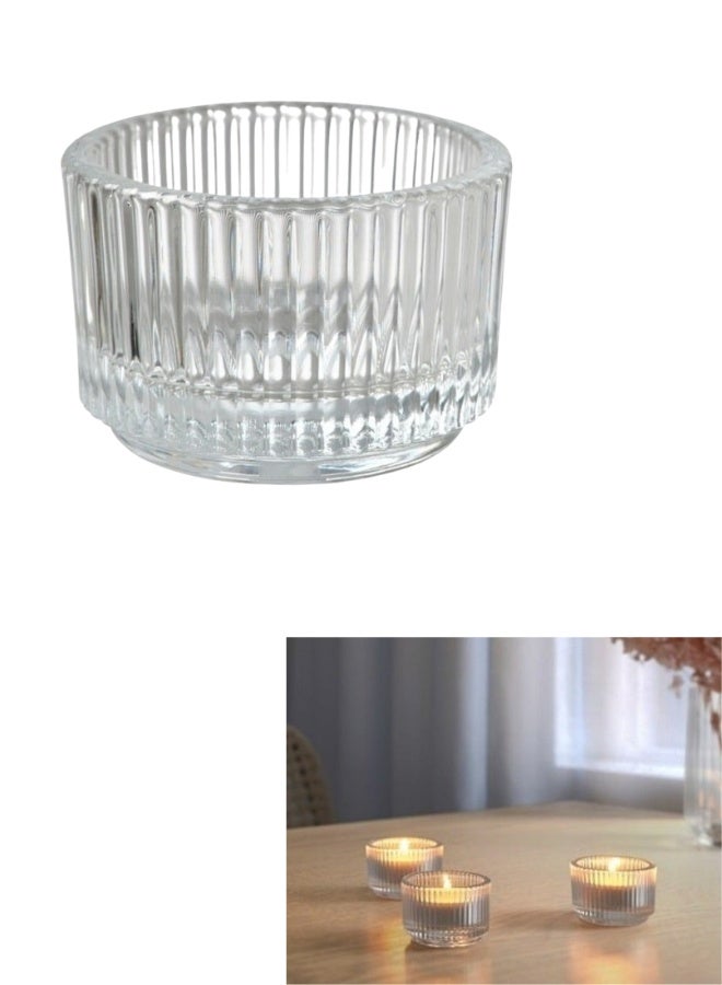 Decorative Glass Tea Light Cup 3.5 cm – Stylish Transparent Candle Holder for Table Centerpiece, Wedding & Party Décor - Image 1